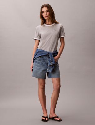 grey sporty ringer t-shirt for women 