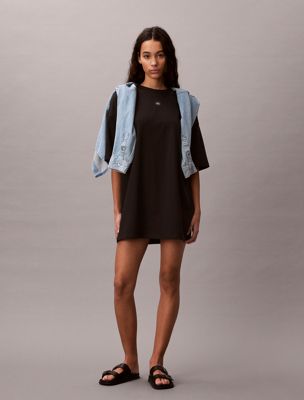 black oversized t-shirt-kleid für damen - calvin klein jeans