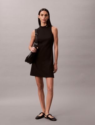 miniabito con collo a lupetto slim black da donne calvin klein jeans