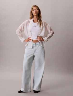 blue low rise baggy jeans voor dames - 