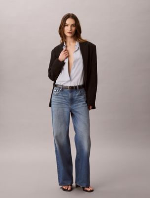 blue low rise baggy jeans voor dames - 