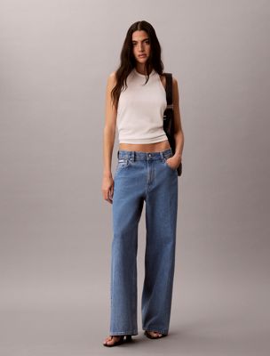 blue low rise baggy jeans voor dames - 