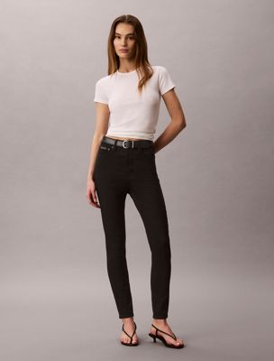 black skinny jeans met hoge taille voor dames - 
