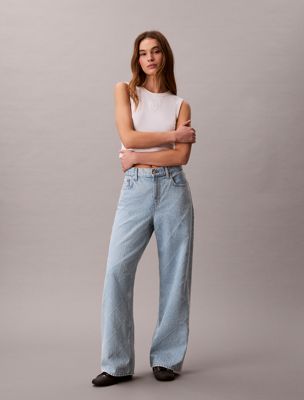 blue all-over logo baggy jeans for women calvin klein jeans