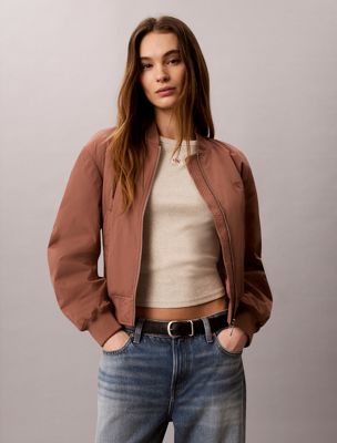 cazadora bomber de nailon ligeramente acolchada brown de mujeres calvin klein jeans