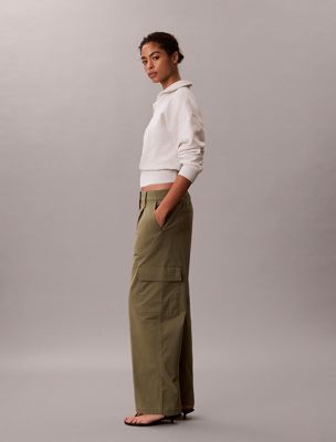 pantaloni cargo in twill di cotone taglio relaxed brown da donne 