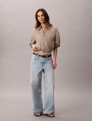 blue low rise baggy jeans for women calvin klein jeans