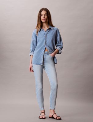 blue high rise skinny jeans for women calvin klein jeans