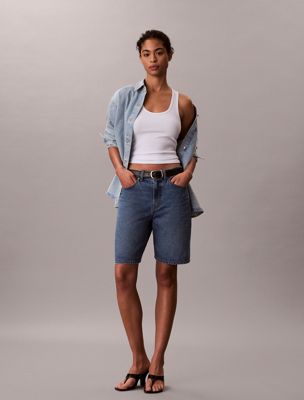 blue denim bermuda shorts for women calvin klein jeans