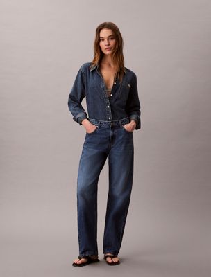 blue 90s straight jeans voor dames - calvin klein jeans