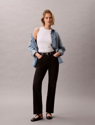 black high rise straight jeans for women calvin klein jeans