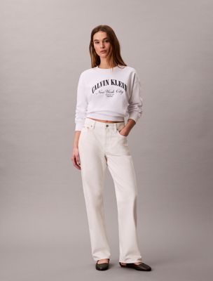 white 90s straight jeans for women calvin klein jeans