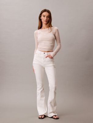 white high rise flared jeans für damen - 