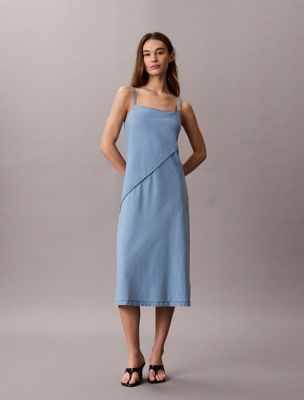 robe caraco en jean doux blue pour femmes calvin klein jeans