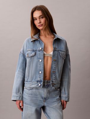 blue relaxte spijkerjas voor dames - calvin klein jeans
