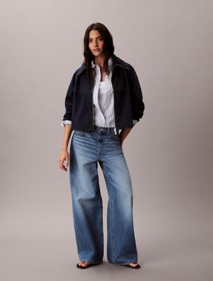 blue tech denim zip-up jacket for women calvin klein jeans