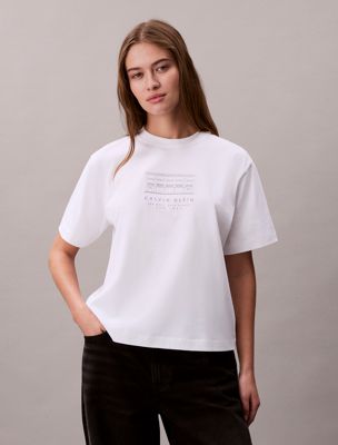 white relaxed embroidered logo t-shirt for women 
