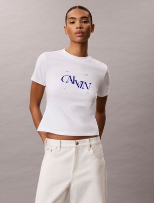 white split logo graphic slim t-shirt for women 