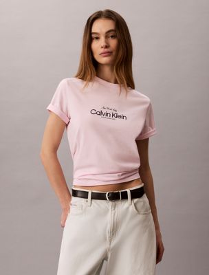 pink classic nyc logo t-shirt for women 