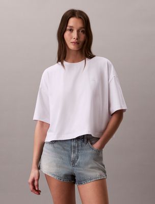 white cropped t-shirt met bloemenprint voor dames - 