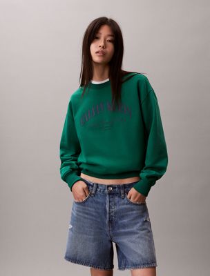 green varsity logo sweatshirt for women calvin klein jeans