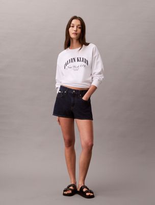white varsity logo sweatshirt for women calvin klein jeans