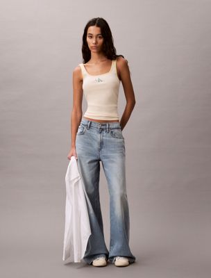 multi scoop neck ribbed tank top for women calvin klein jeans