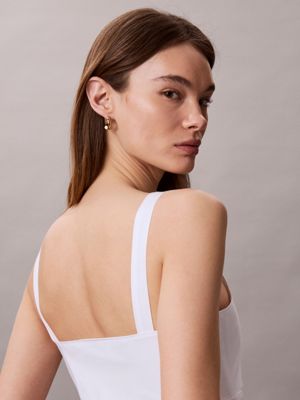brilliant white cotton poplin midi dress for women calvin klein jeans