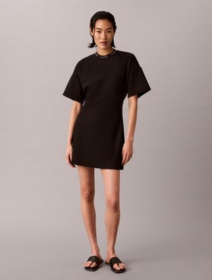 black milano jersey draped t-shirt dress for women calvin klein jeans