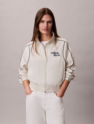 white nylon piping jacket for women calvin klein jeans