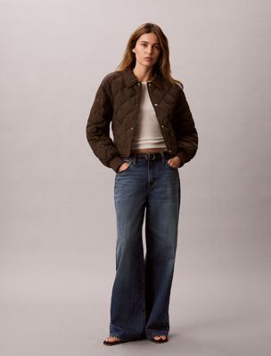 chaqueta acolchada corta con forro brown de mujeres calvin klein jeans