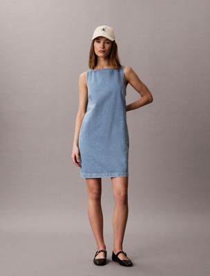 mini robe-tube en jean blue pour femmes calvin klein jeans