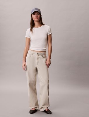white barrel leg jeans für damen - 
