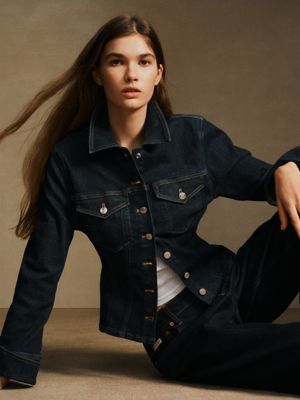 ck classic rinse sculpted denim button-down trucker overhemd voor dames - calvin klein jeans