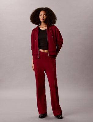 burgundy cotton terry track pants for women calvin klein jeans