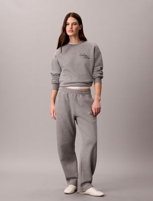 grey cotton fleece bubble hem sweatshirt for women calvin klein jeans