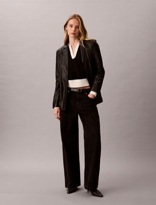 black relaxed polo jumper for women 