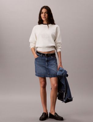 white textured knit monogram jumper for women calvin klein jeans