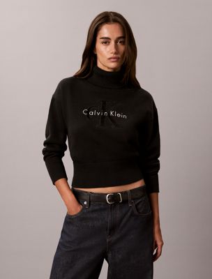 black monologo turtleneck jumper for women calvin klein jeans