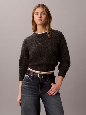 grey relaxed crewneck jumper for women calvin klein jeans