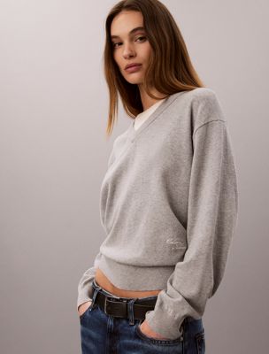 grey relaxed dual layer t-shirt for women calvin klein jeans
