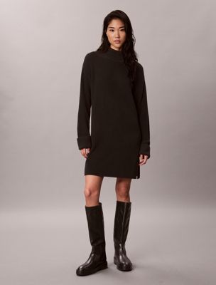 black lässiges minikleid mit rippenmuster für damen - calvin klein jeans