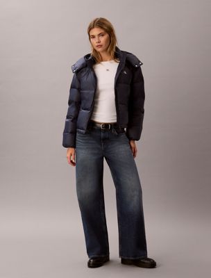 doudoune courte garnie de duvet blue pour femmes calvin klein jeans