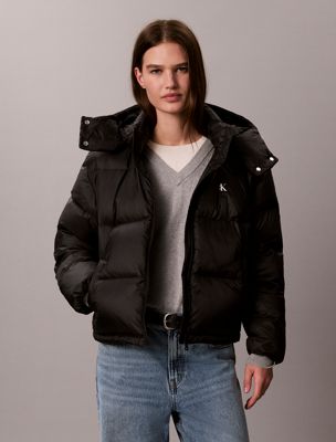 doudoune courte garnie de duvet black pour femmes calvin klein jeans
