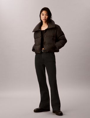 doudoune garnie de duvet avec logo intégral black pour femmes calvin klein jeans