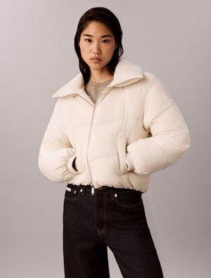 white short down puffer jacket for women calvin klein jeans