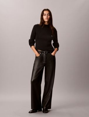 pantaloni in ecopelle black da donne calvin klein jeans