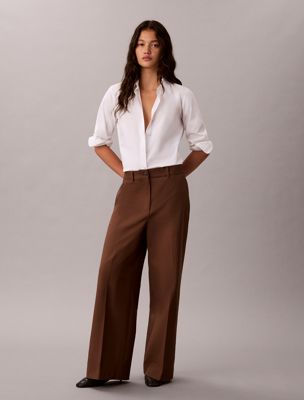 brown wide leg chino trousers for women calvin klein jeans