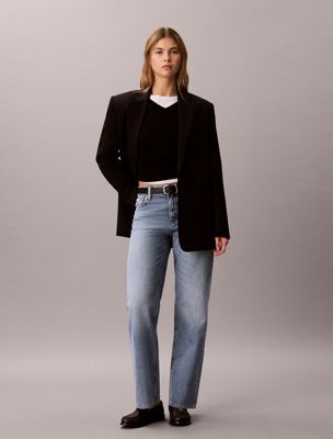 blue 90s straight jeans for women calvin klein jeans