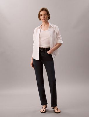 blue high rise straight jeans for women calvin klein jeans